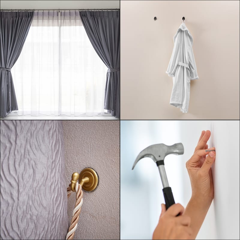 2Pcs Curtain Holdback Wall Mounted Curtain Tiebacks Screw Hooks
