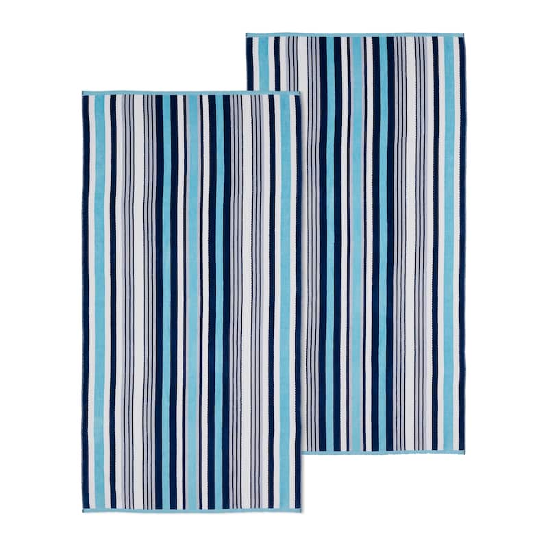 Superior 100% Cotton Rope Textured Oversized Beach Towel Set of 2 - 34 x 64
