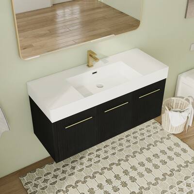 24"/30"/36"48" Floating Bathroom Vanity with Sink, Wall Mounted Bathroom Vanity with Soft Close Doors