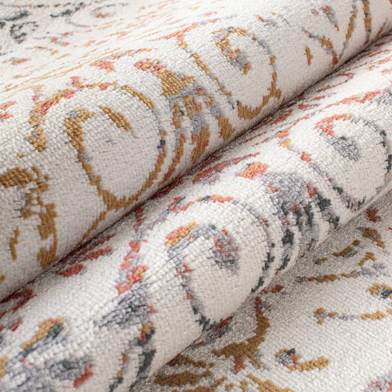 Superior Modern Distressed Damask Polypropylene Indoor Area Rug