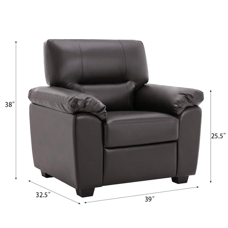 Morden Fort 3-Piece Faux Leather Sofa Set | Space-Saving Living Room Furniture