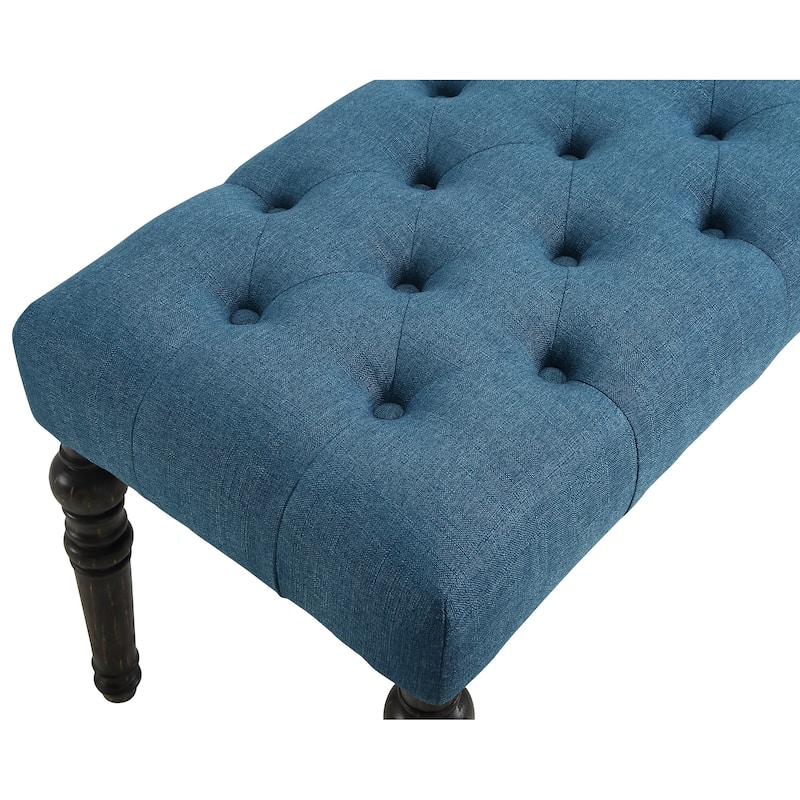 Fabric Tufted Turned Leg Dining Bench