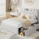 preview thumbnail 4 of 43, Bed Frame for Kids, Upholstered Platform Bed for Boys with 2 Flexible Drawers Grey - Queen