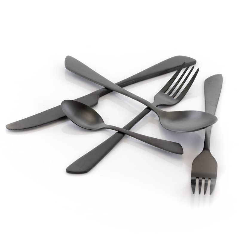 Witney 20 Piece Stainless Steel Service For 4 Matte Finish Silverware Set in Black