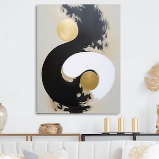 Designart "New Gold Balance X" Abstract Painting Metal Wall Art