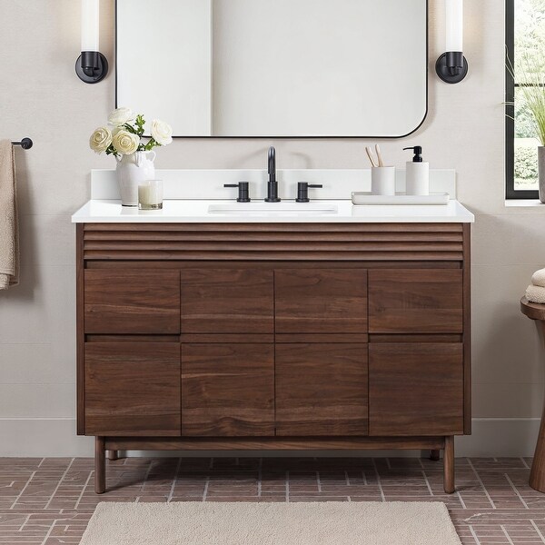 Avanity Carina Bathroom Vanity in Coffee Teak with White