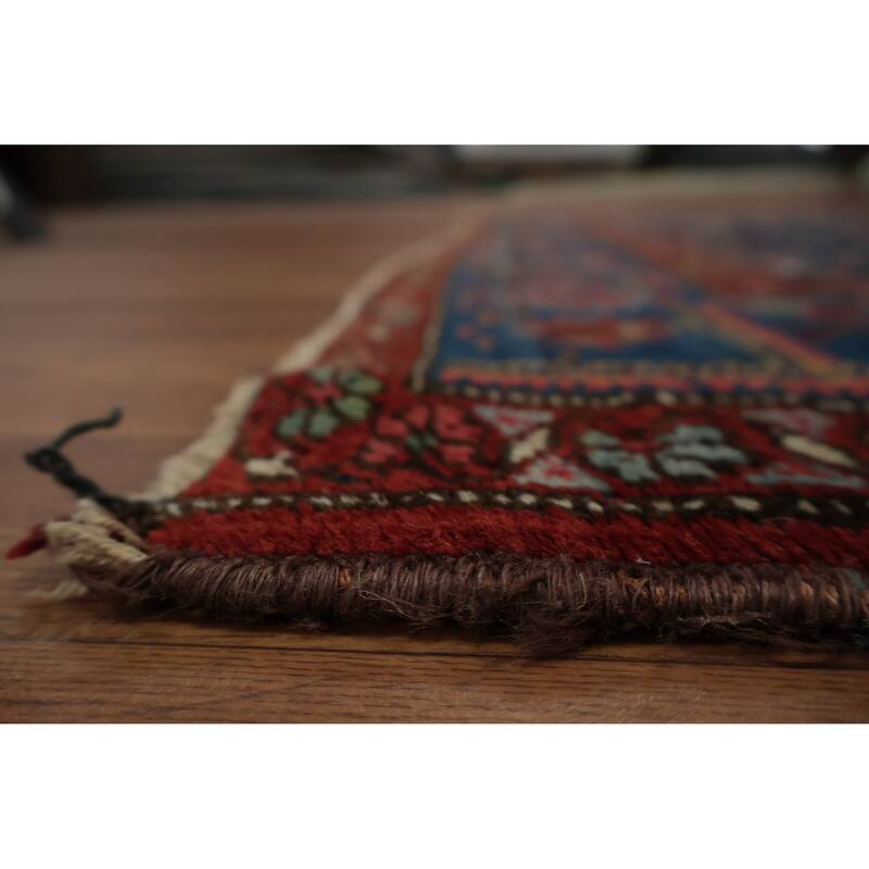 Hand Knotted Oriental 100% Wool Carpet Traditional Floral Navy Blue & Blues Malayer Area Rug - 7' 7'' X 4' 4''