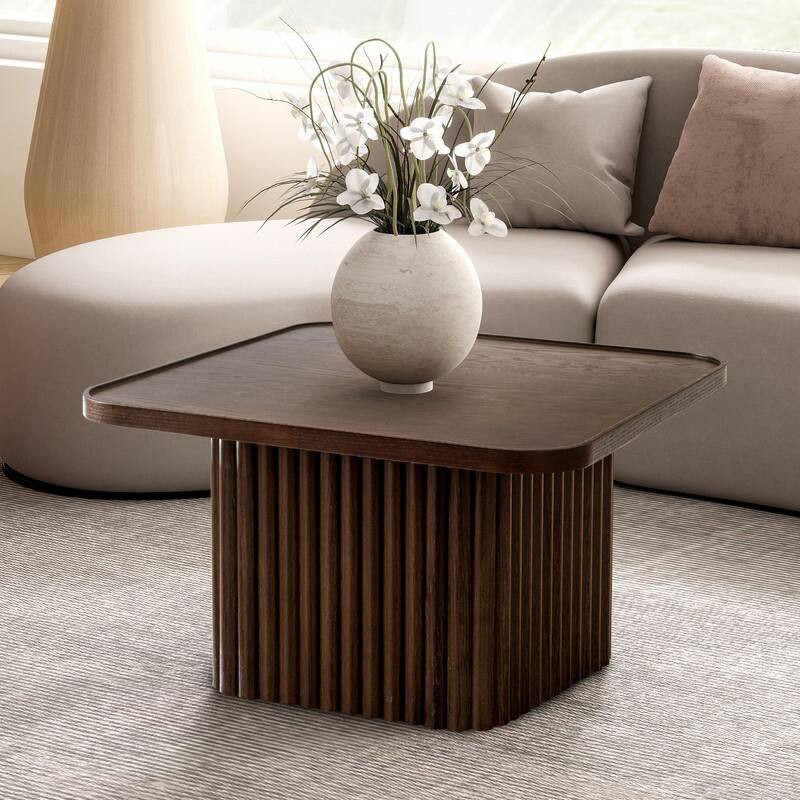 Pedestal Coffee Table with Fluted Base - 23.62 IN