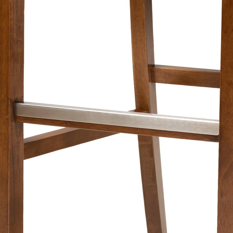 Calista Modern and Contemporary Fabric Upholstered and Brown Finished Wood 2-Piece Bar Stool Set
