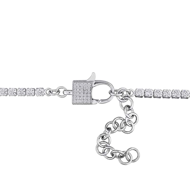 Miadora 15ct TGW Cubic Zirconia Tennis Necklace in Sterling Silver - 17in + 2 in x 2.8 mm