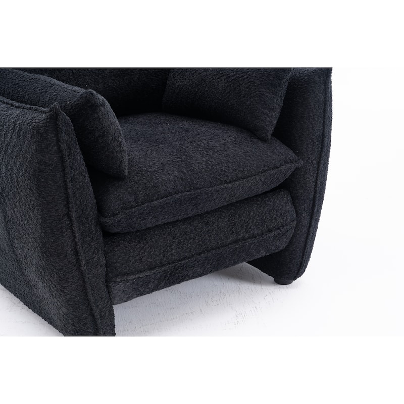 Chenille Sharp-Angle Accent Chairs with Steel Frame and Tool-Free Assembly