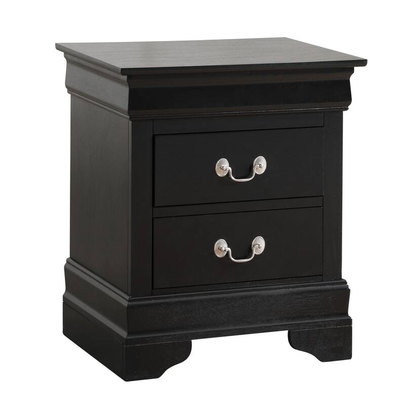 Black Nightstand 24x21x16 with Two Spacious Drawers, Compact Bedside Table for Bedroom Storage and Sleek Contemporary Look