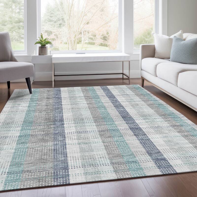 Premium Washable Super Soft Modern Plaid Mayfield Rug