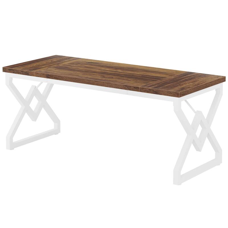63-inch Executive Desk with Metal Frame, Modern Office Computer Desk for Home Office