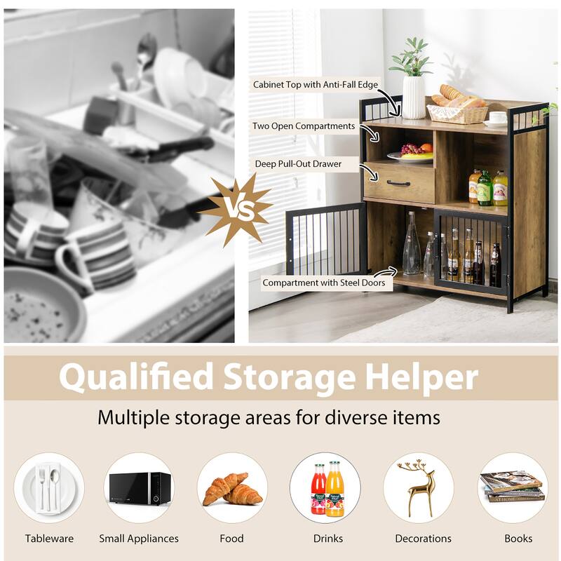 Costway Buffet Server Sideboard Kitchen Storage Cabinet w/ Drawer &