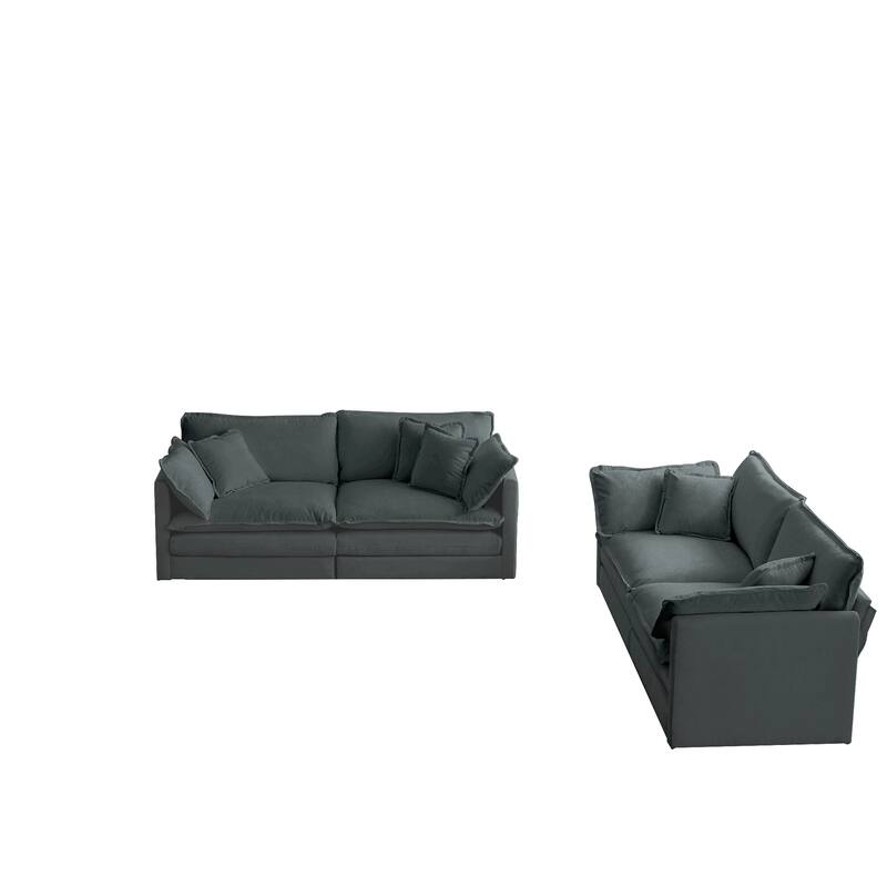 Roomfitters 2-Piece Modular Loveseat Set, Two 2-Seater Chenille Couches for Living Room & Office