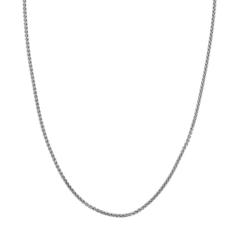 Curata 925 Sterling Silver Oxidized 2.25mm Round Wheat Chain Necklace For Men or Women (Lobster)