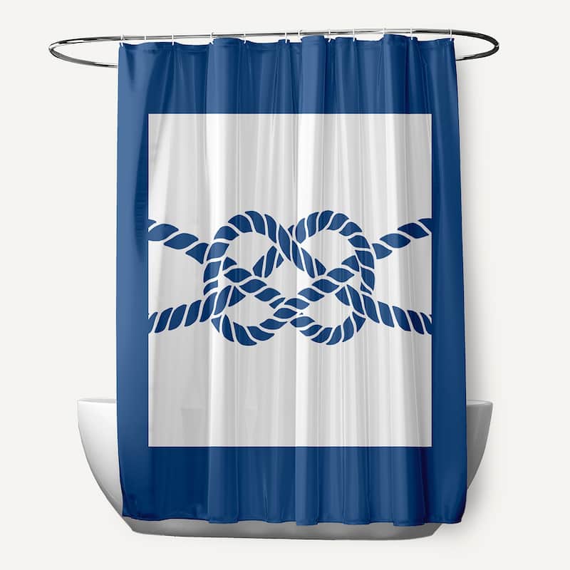 Nautical Knot Geometric Print 71x74-inch Shower Curtain - Blue