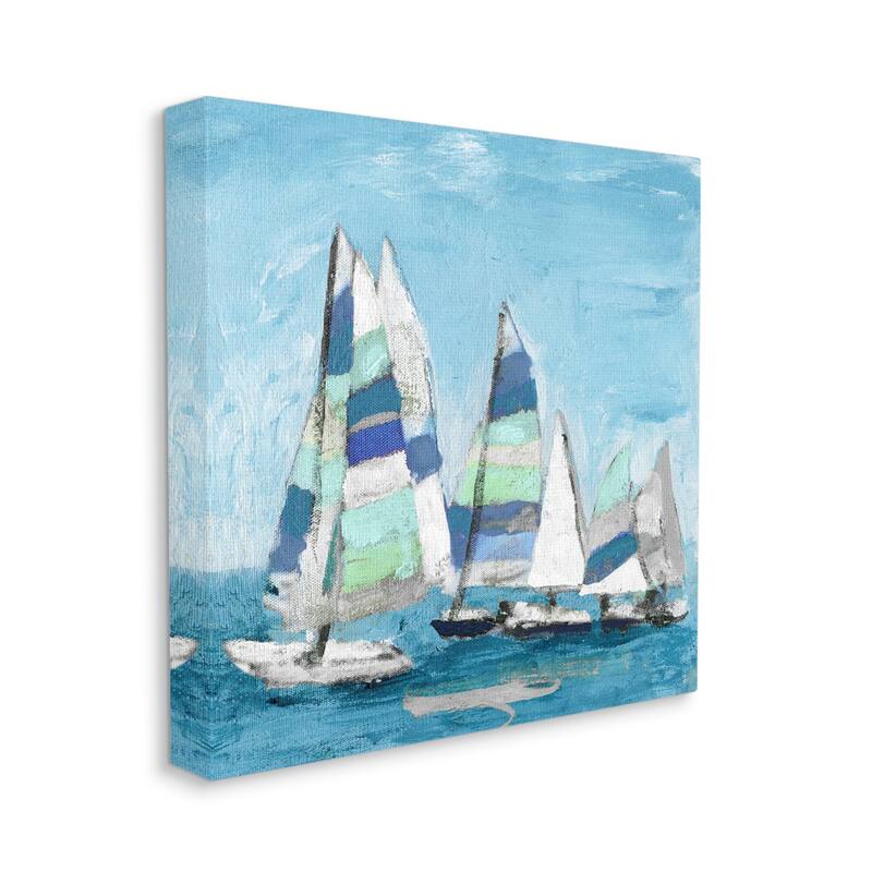 Stupell Nautical Striped Sail Boats Summertime Ocean Painting Canvas Wall Art, Design by Katrina Craven