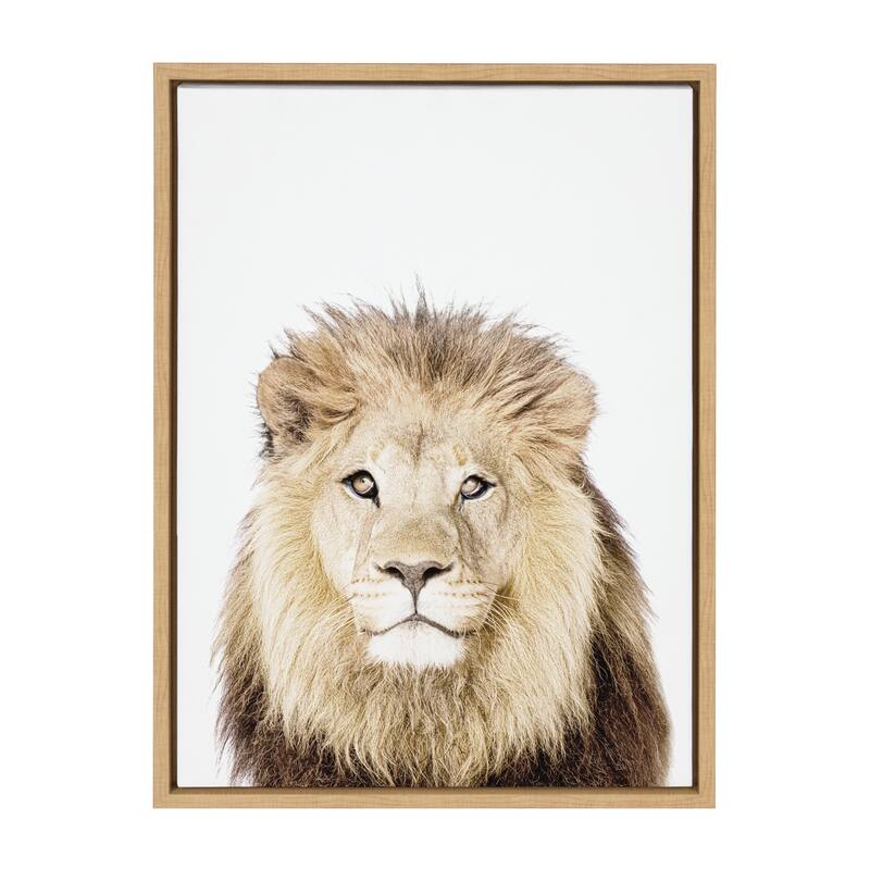 Kate and Laurel Sylvie Lion Thinking Portrait Framed Canvas by Amy Peterson Art Studio