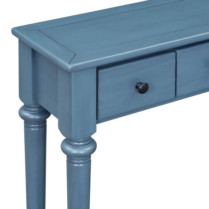 59.8" Retro Console Table with 4 Drawers and Open Shelf for Entryway, Living Room