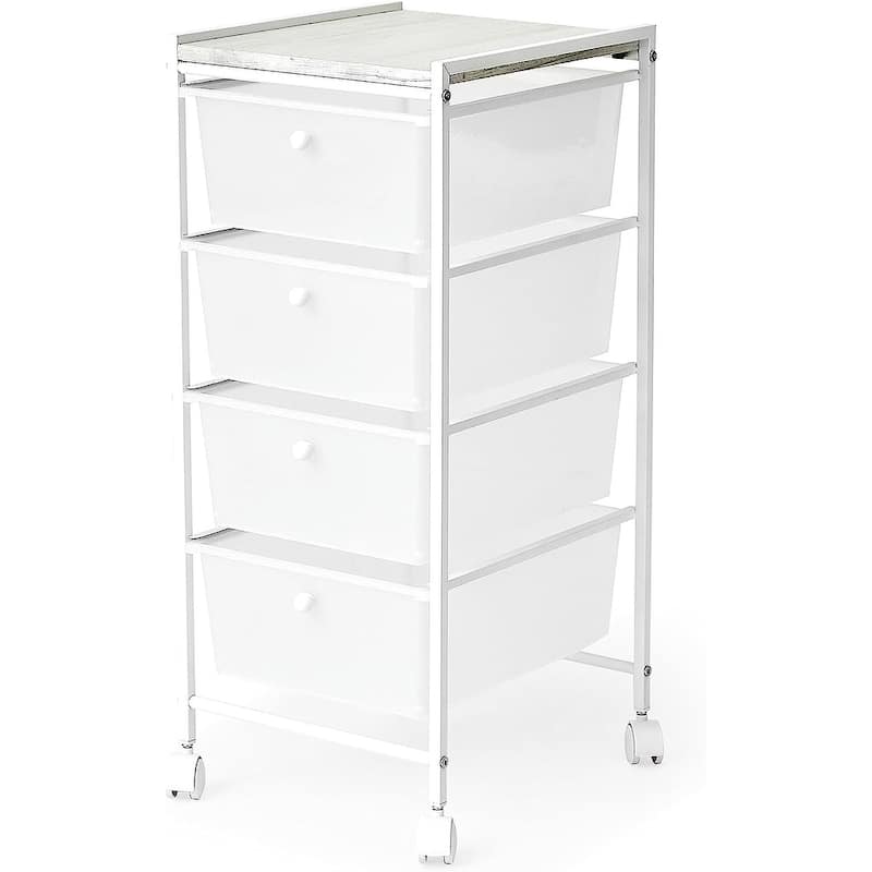 Suprima® Storage Carts - 4 Drawer Woodtop Shelf by DormCo