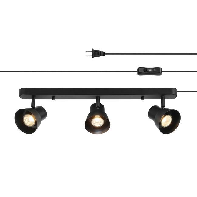 22" 3-Light Matte Black Plug-In Track Light with Pivoting Track Heads - 3.8"