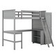 preview thumbnail 4 of 7, Gray Solid Pine Wood Loft Bed with Desk, Shelves, Wardrobe, and Guardrails
