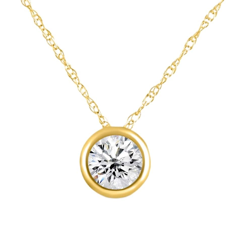 Bliss Diamond 1/2Ct Diamond Bezel Pendant Solitaire Necklace Yellow Gold Lab Grown
