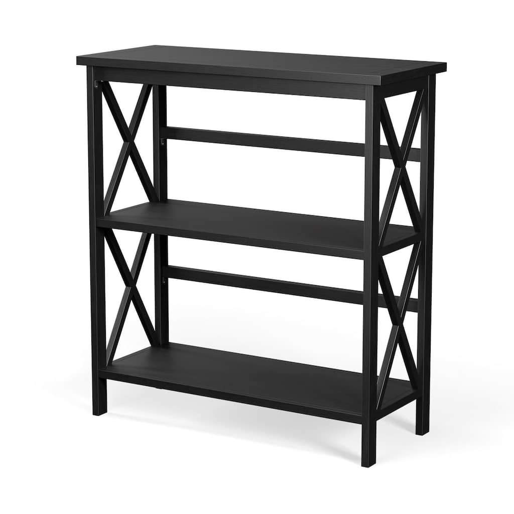 3-Tier Bookshelf Wooden Open Storage Bookcase for Home Office - 31"(L) x 12.5"(W) x 34"(H)