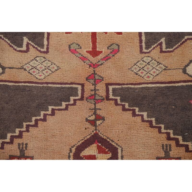 Hand Knotted Oriental 100% Wool Carpet Traditional Geometric Greys & Charcoal Meshkin Runner Rug - 9' 6'' X 3' 11''