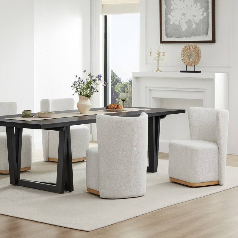 Spruce & Spring Kevin Modern Wingback Dining Chairs with Casters&Wood Base Set of 2 - Set of 2