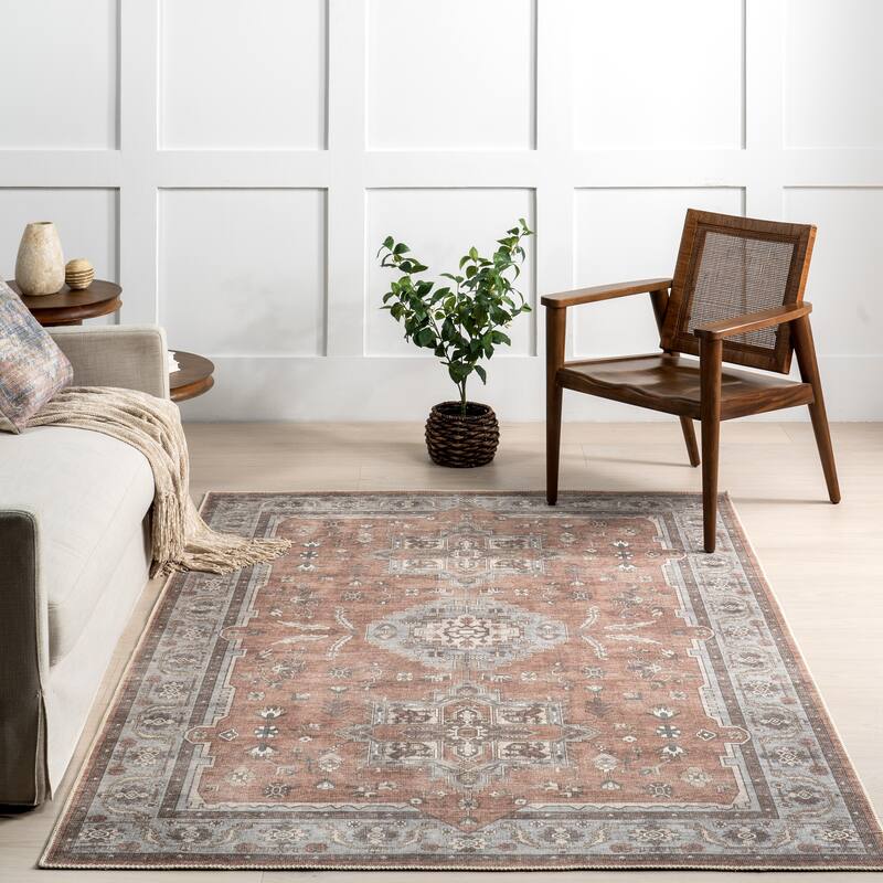 Nuloom Green Haven Collection Daleyza Recycled Cotton Machine Washable Area Rug