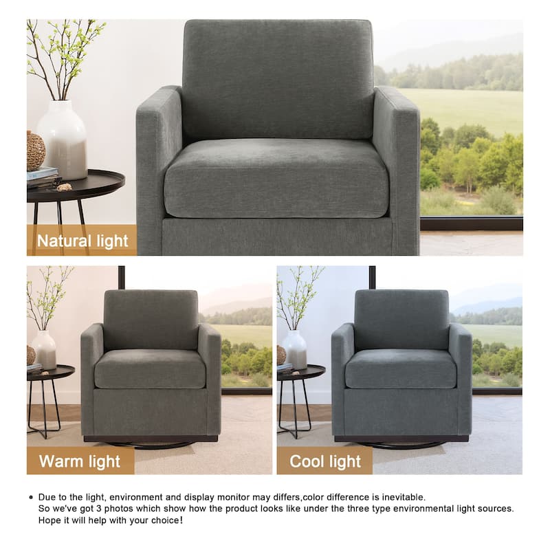 Chenille Leather Modern Swivel Accent Chair