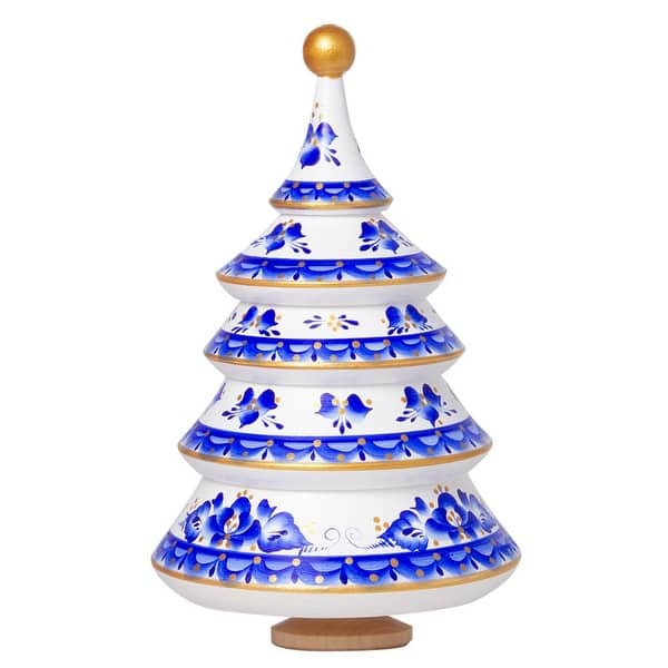 slide 2 of 2, STP Goods Blue & White Musical Christmas Tree Figurine