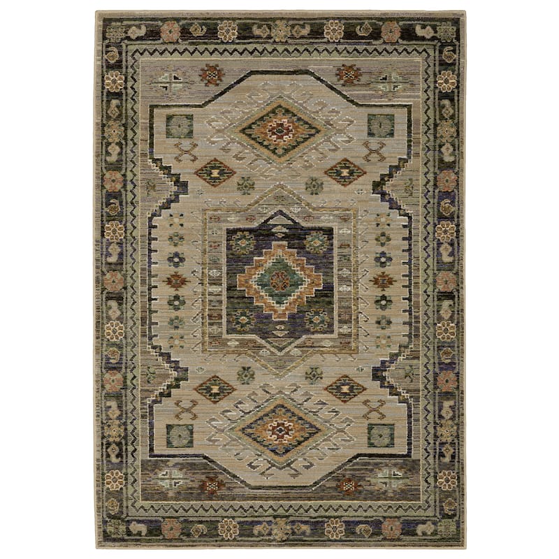 Style Haven Adalynn Tribal Bohemian Area Rug - 8' 6" x 11' 7" - Grey/ Green - Rectangle