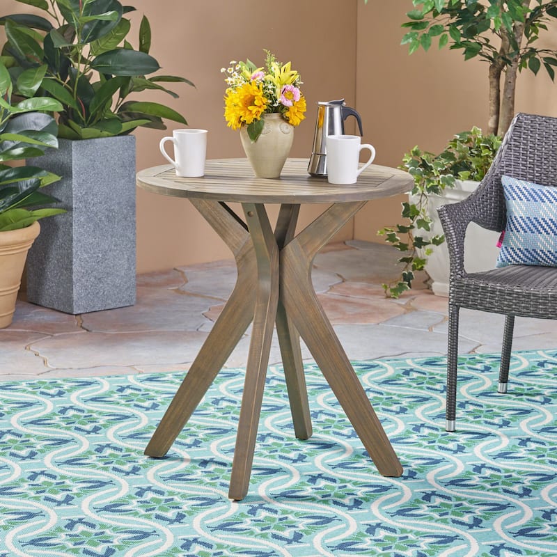 Stamford Outdoor Bistro Table with X Legs by Christopher Knight Home - Grey