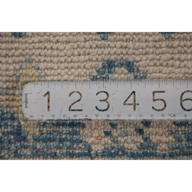 Hand Knotted Oriental 100% Wool Carpet Transitional Floral Beige & Ivories Oushak Runner Rug - 13' 8'' X 2' 11''