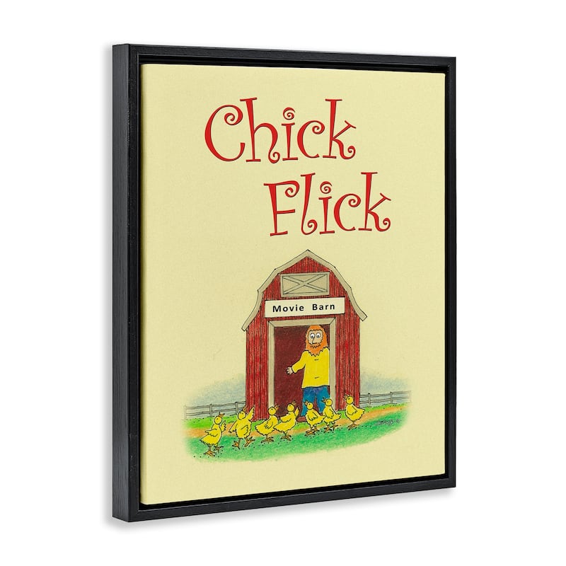 Stupell Chick Flick Vintage Pun Framed Floater Canvas Wall Art Design By Roger Straub