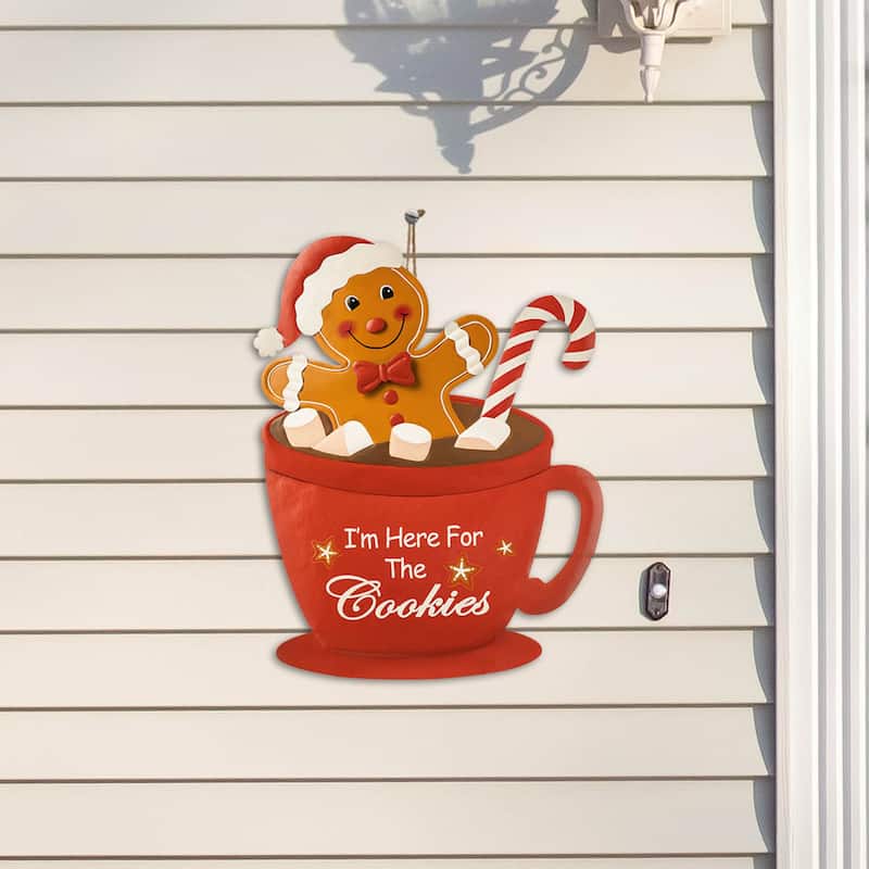Glitzhome Christmas Gingerbread Boy Girl Yard Stakes Standing Hanging Decoration