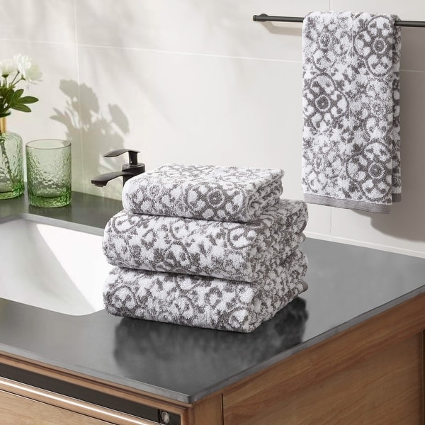 Jessica Simpson Aziza Collection Patterned Bath Towels, Set of 4