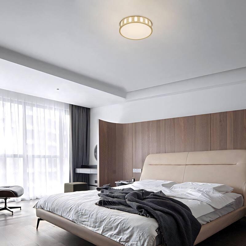 Bantom 15" Antique Brass LED Flush Mount Ceiling Light