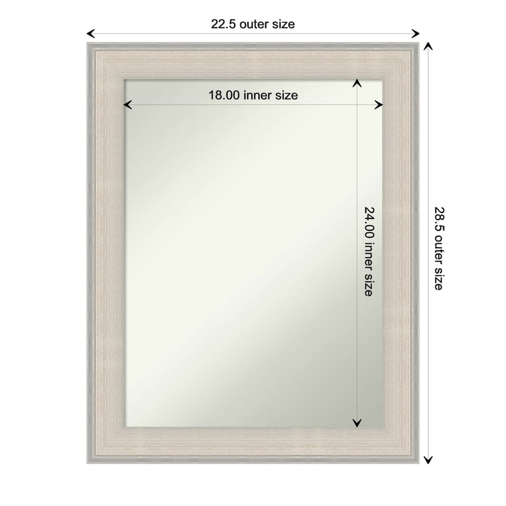 Cottage White Silver Non-Beveled Wood Framed Wall Mirror - Cottage White Silver