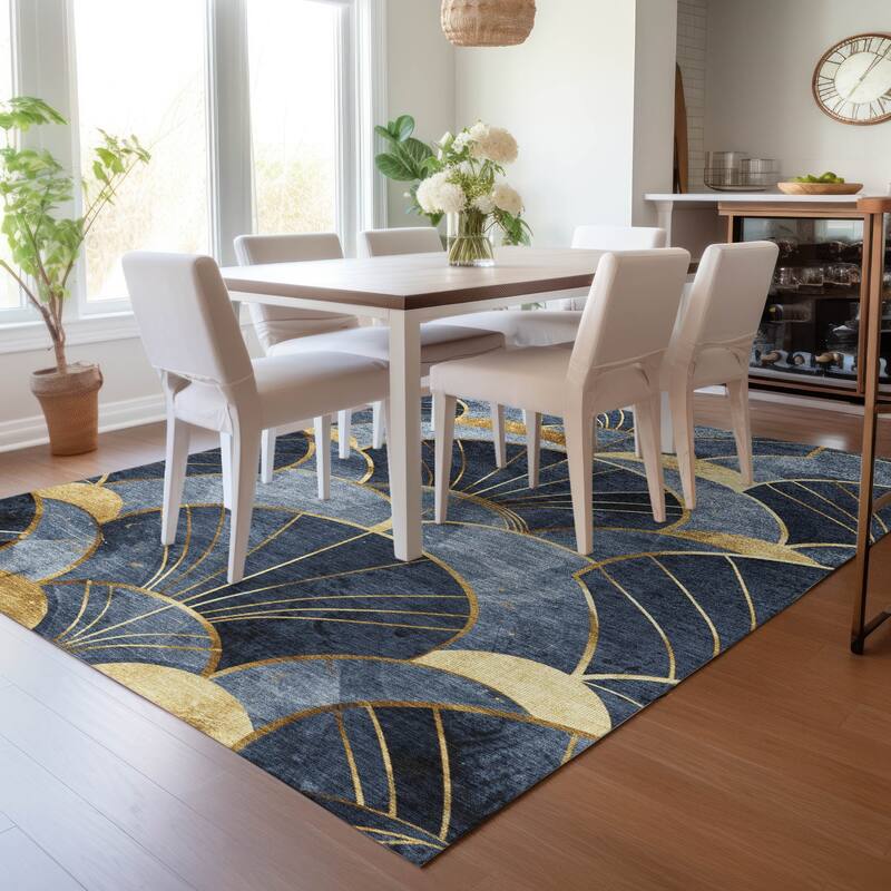Machine Washable Indoor/Outdoor Glam Floral Chantille Rug