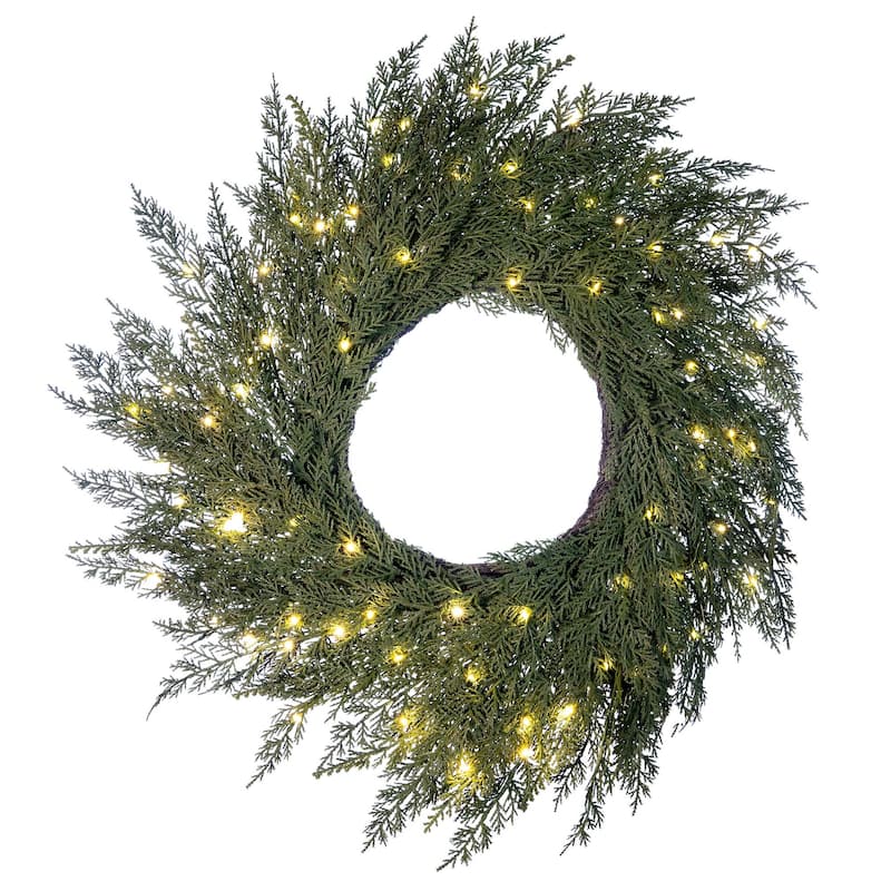 30 in. Pre-Lit LED Wreath - Cypress