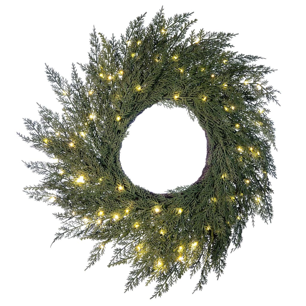 30 in. Pre-Lit LED Wreath - Cypress