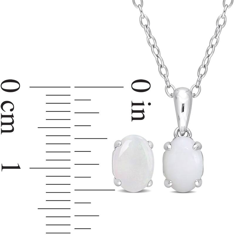 Miadora 1 2/5ct TGW Oval Opal 2-Piece Set of Necklace and Earrings Sterling Silver