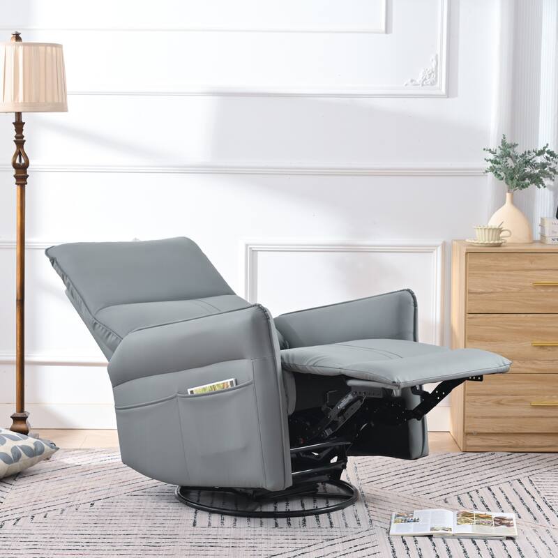 GDFStudio - 360° Swivel Rocker Recliner Chair with Manual Pull-Ring Recline