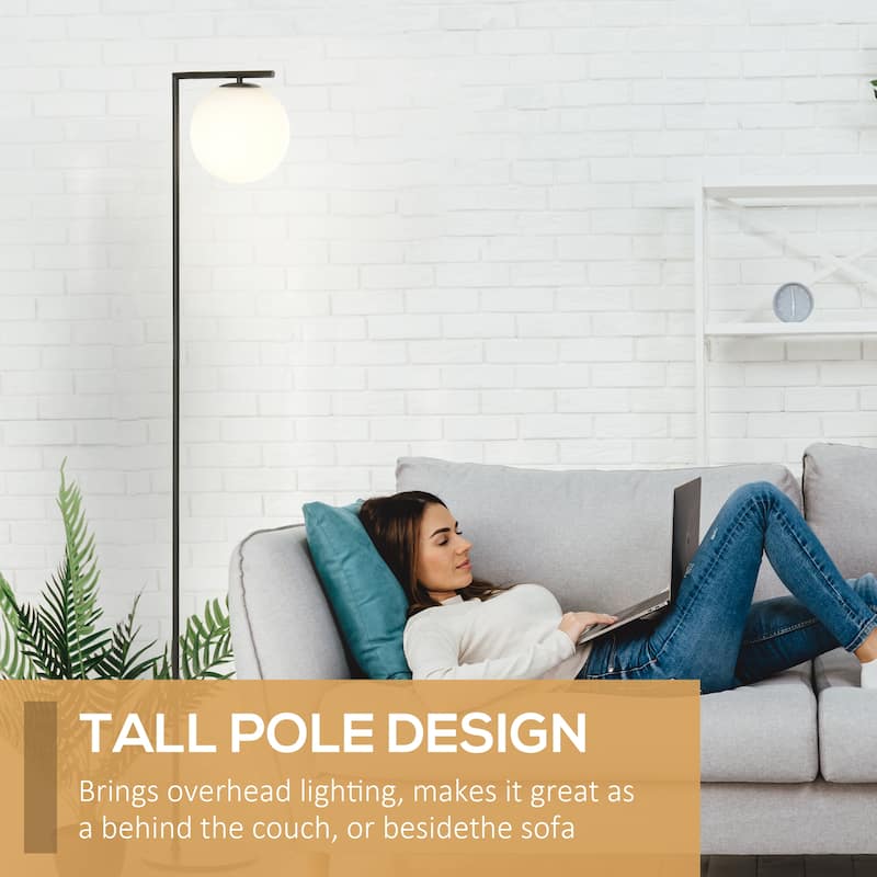 HOMCOM Metal Floor Lamp, Standing Light with Adjustable Lampshade for Living Room, Bedroom, Office