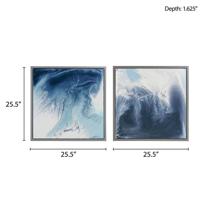 Abstract 2-piece Framed Canvas Wall Art Set - Blue